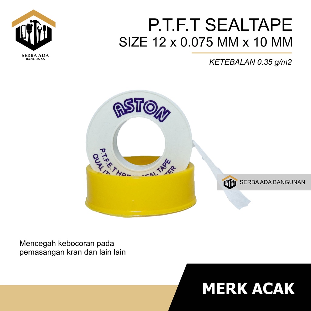 SEALTAPE / SEAL TAPE  12 x 0,075 MM x 10 METER ISOLASI PUTIH LENTUR UNTUK CEGAH BOCOR / PIPA KRAN