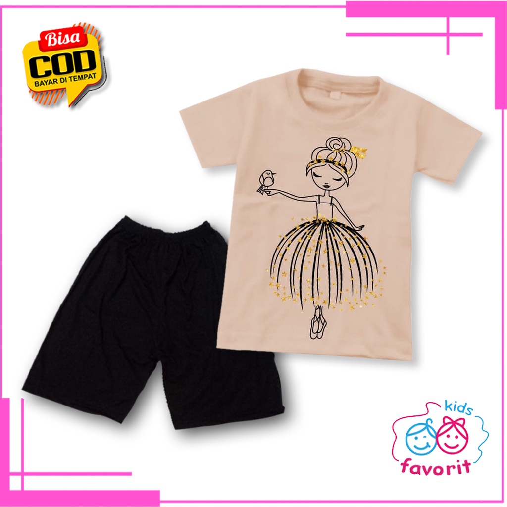 Favorit kids Baju setelan anak perempuan lengan pendek | setelan anak cewek gambar kartun