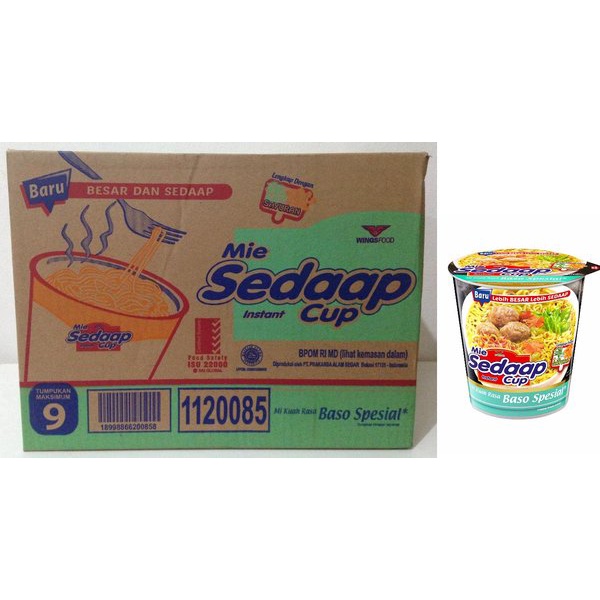 

NOODLES/MIE INSTANT SEDAP CUP KUAH RASA BASO KEMASAN DUS ISI 12 PCS