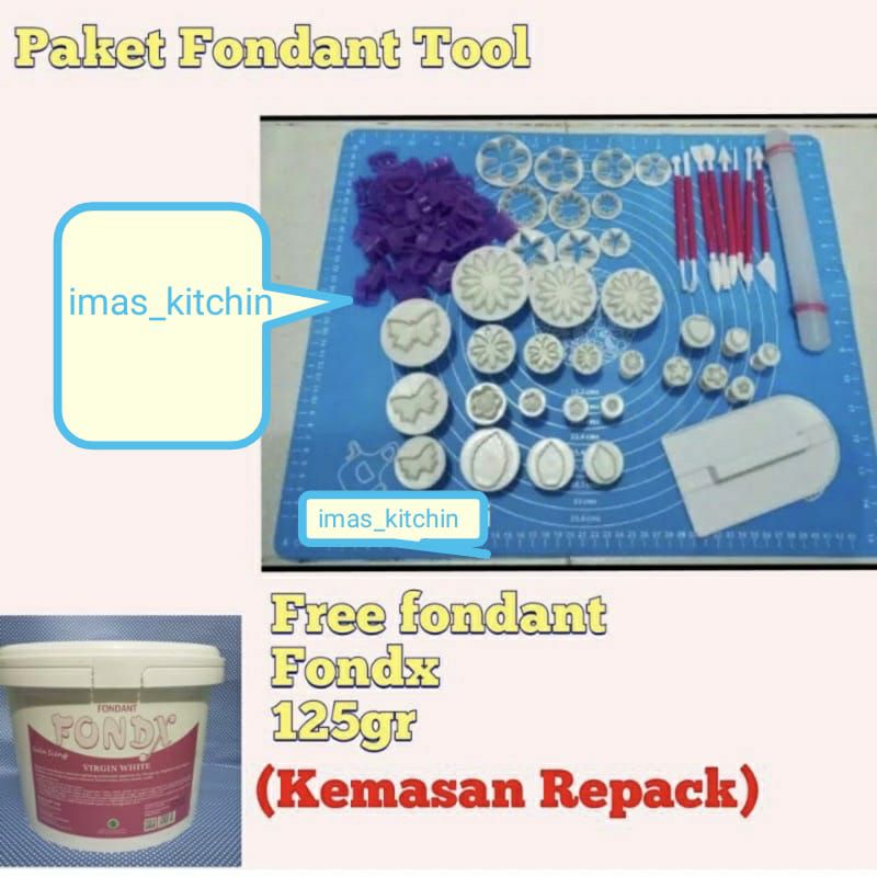 

Paket Fondant Tools Lengkap Free Fondant 125gr