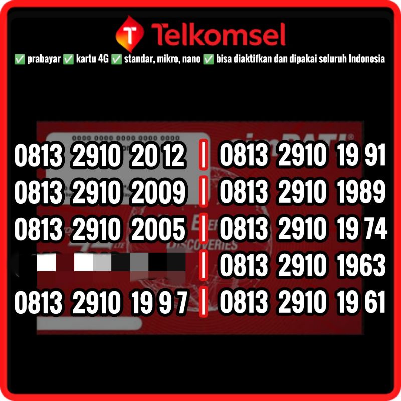 Nomor cantik telkomsel simpati 4G lte tanggal bulan tahun lahir 29 Oktober