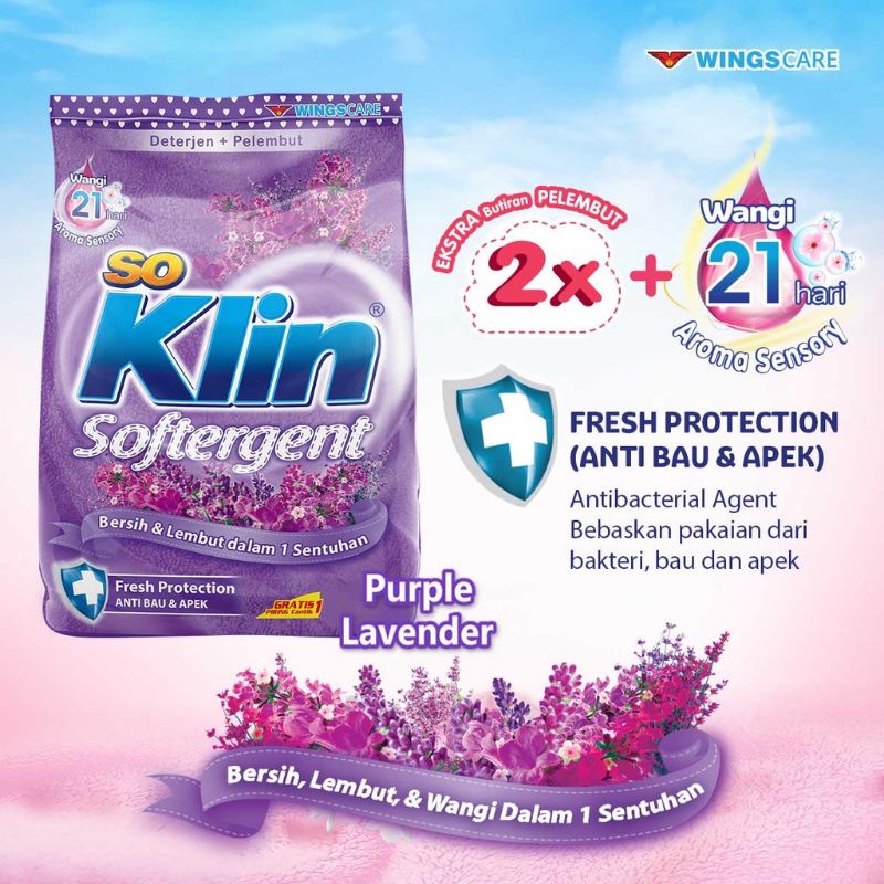 So Klin Deterjen Bubuk Purple Lavender dan Rosy Pink 425gr