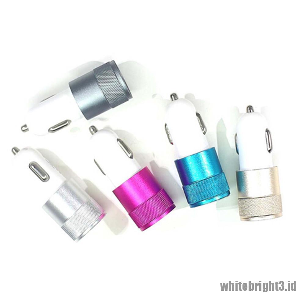 Charger Mobil 2 Port USB Mini Portable DC 3.1A Fast Charging Warna Putih Untuk Handphone Universal