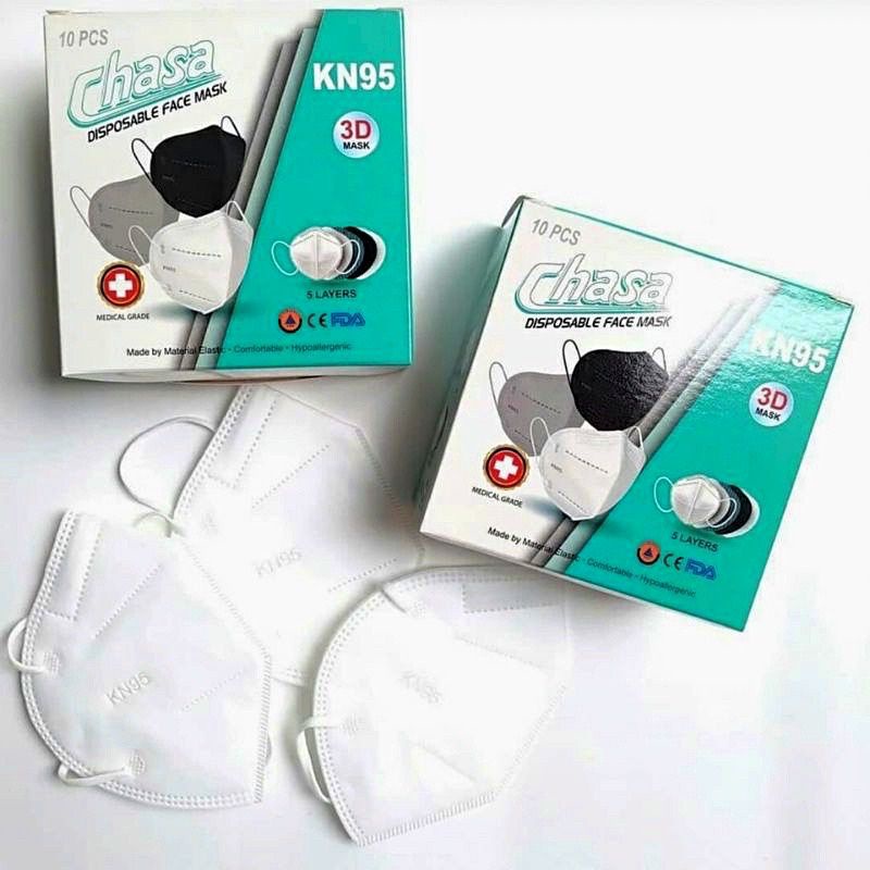 Chasa KN 95 Earloop Diposable Face Mask Medical Grade 5 ply Box Isi 10 pcs