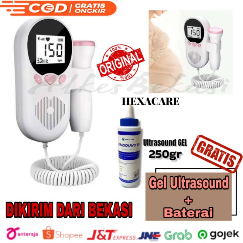 Fetal Doppler Alat Pendeteksi Detak Jantung Janin balita Free Gell UltraSound + Batre 2Pcs