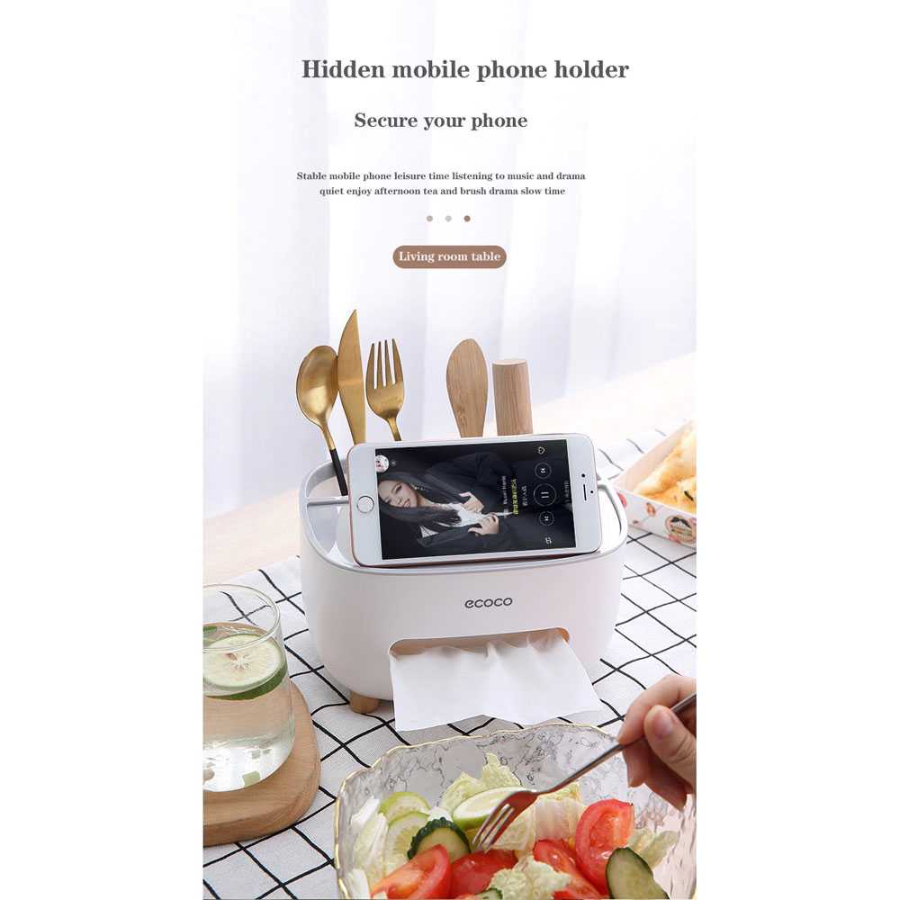 Kotak Tisu Storage Box Office Desk Case Organizer Tempat Penyimpanan Tissue Minimalis Multifungsi Phone Holder Berkualitas