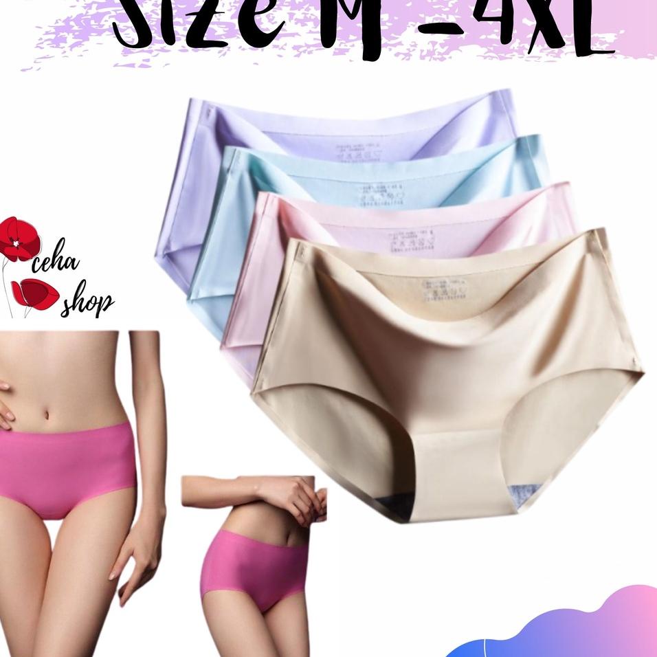 [KODE PRODUK PVZY07355] M-XXXL Celana dalam wanita seamless polos jumbo CD Cewek bigsize Halus Satin