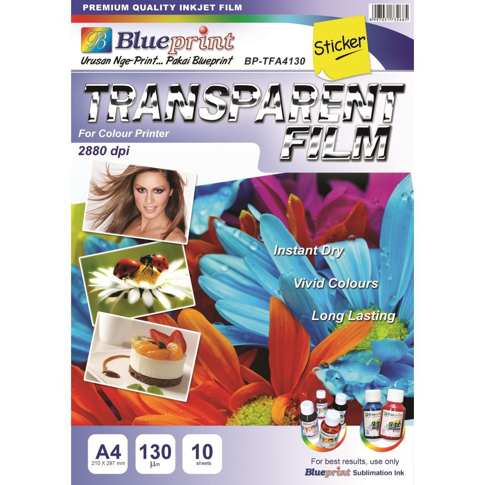 

Kertas Transparan Film Stiker / Transparent Film Sticker BLUEPRINT A4
