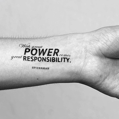 

POTATOO SPIDERMAN QUOTES Temporary Tatto Sticker