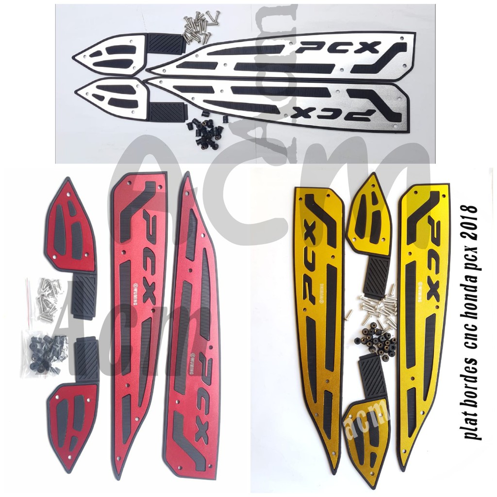 Plat bordes cnc honda pcx 2018 / karpet  pijakan cnc honda pcx 2018