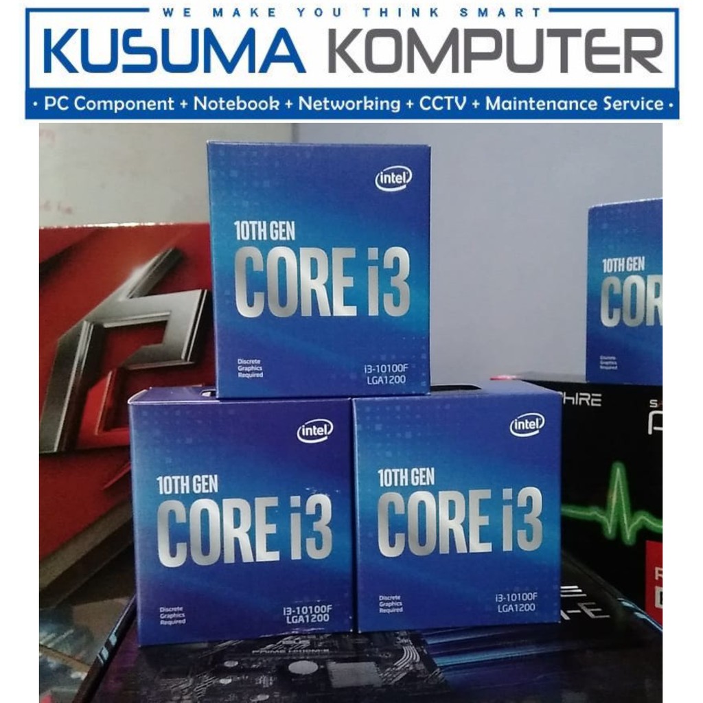 Prosesor Intel Core i3-10100F Cache 6 MB, hingga 4,30 GHz