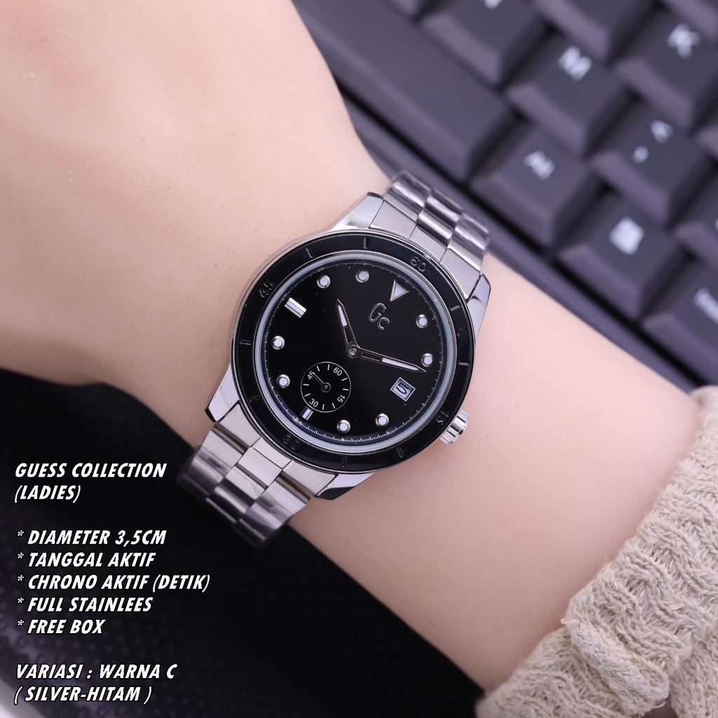 JAM TANGAN WANITA GC RANTAI BODY BULAT TANGGAL &amp; CHRONO AKTIF