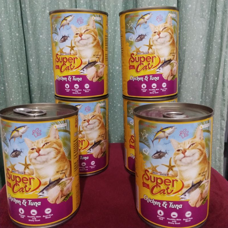 Super Cat 400gr / Cat Wet Food for Adult, Kitten and Baby Kitten / Makanan Kucing Kalengan / Tuna , Chicken, Salmon