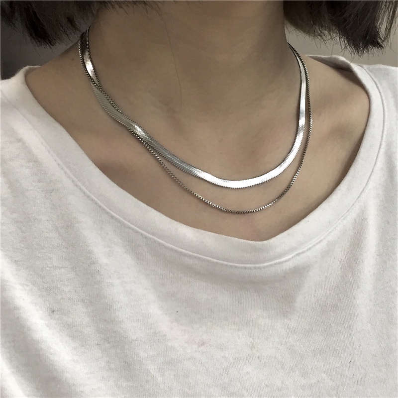 Double Necklace Accessories Hip Hop Harajuku Retro Trend Snake Bone Chain Pendant