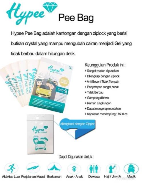 HYPEE PEE BAG hypee BIDET Kantong Urine Bag for untuk traveling tempat kencing emergency