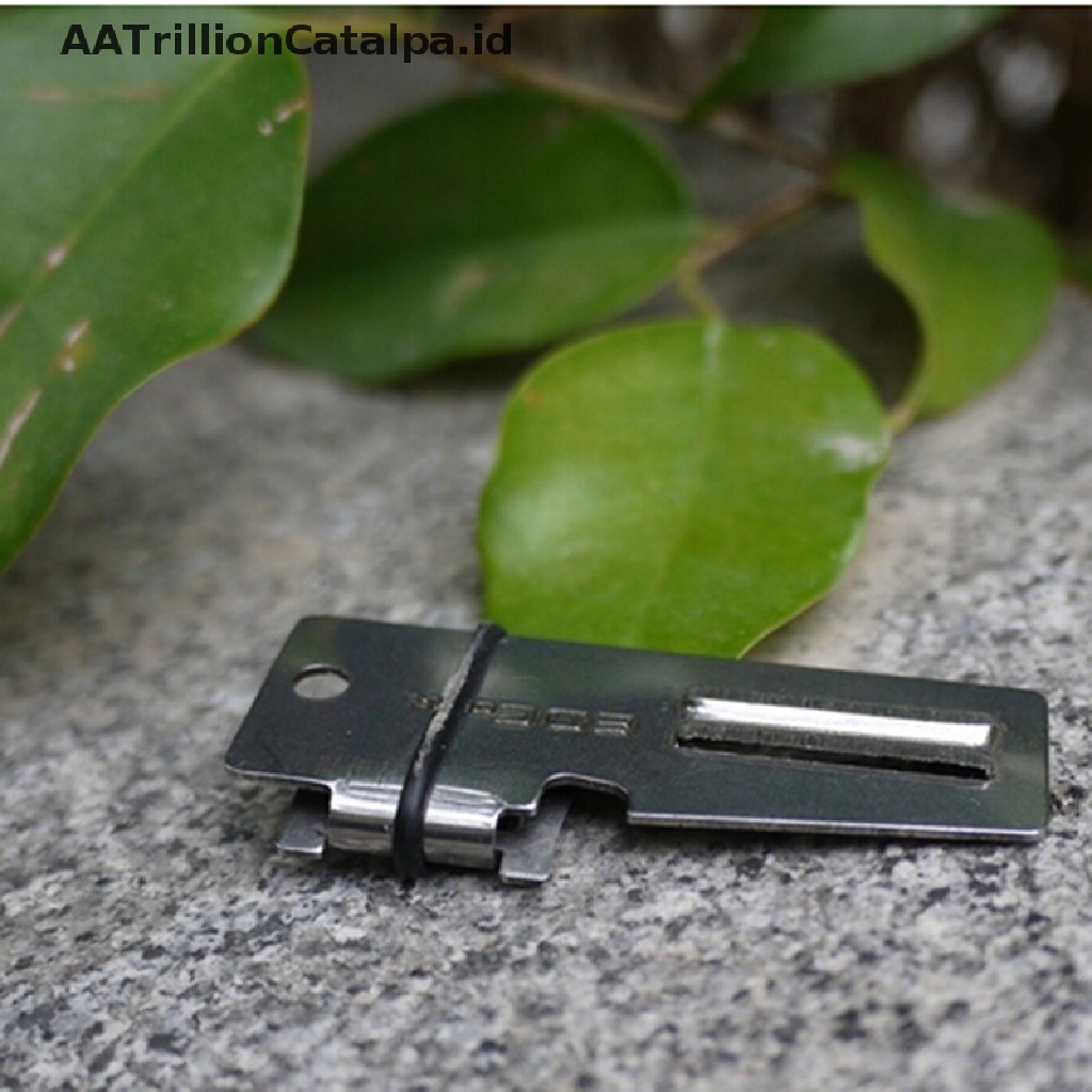 Aatrillioncatalpa 2 in 1 Alat Pembuka Kaleng Saku EDC Bahan Stainless Steel Untuk Outdoor