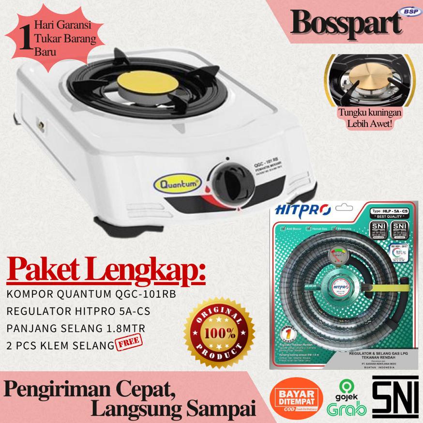 PAKET Kompor 1 tungku bonus selang regulator gas Hitpro /  QUANTUM QGC 101RB  /  QUANTUM QGC 101AB