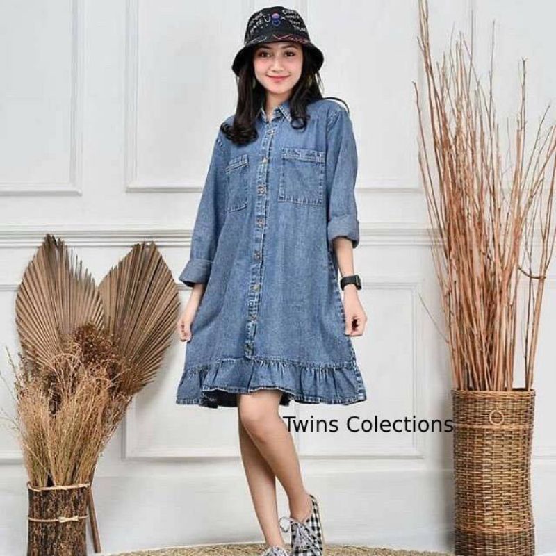0Tunik Wanita Model Terbaru / Baju Muslim / Fashion Wanita / Anjani Tunik Jeans