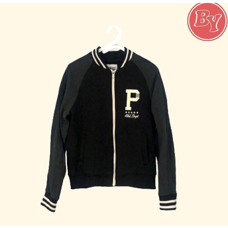 POLHAM Varsity Bomber Jaket Preloved - Unisex - Warna Hitam