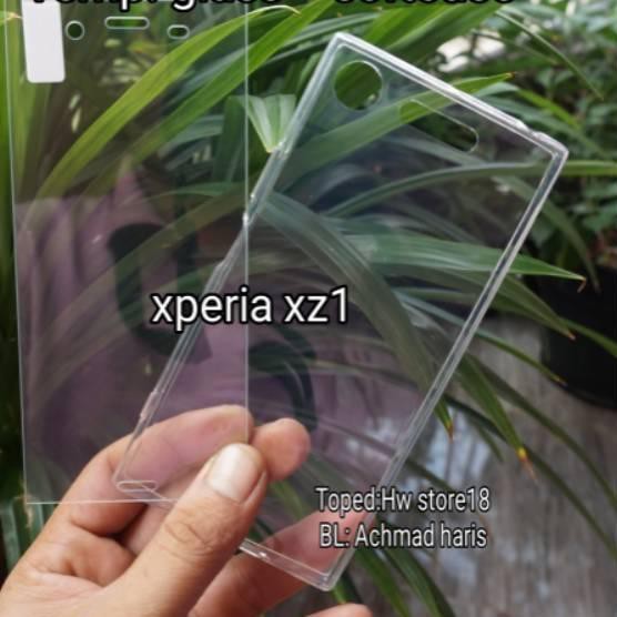terbaru tempered glass anti gores kaca plus softcase soft case sony xperia xz1    