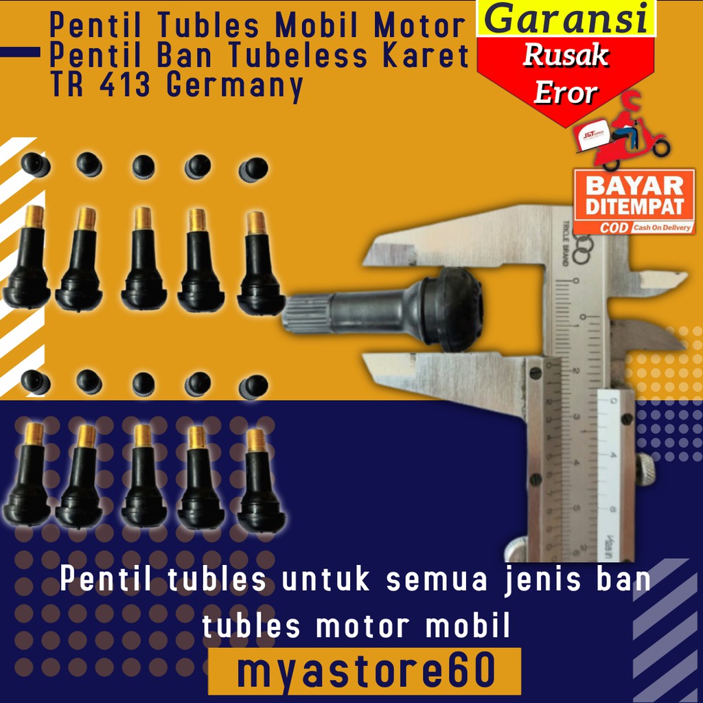 Pentil Tubles Mobil Motor Pentil Ban Tubeless Karet TR 413 Germany Aksesoris Variasi