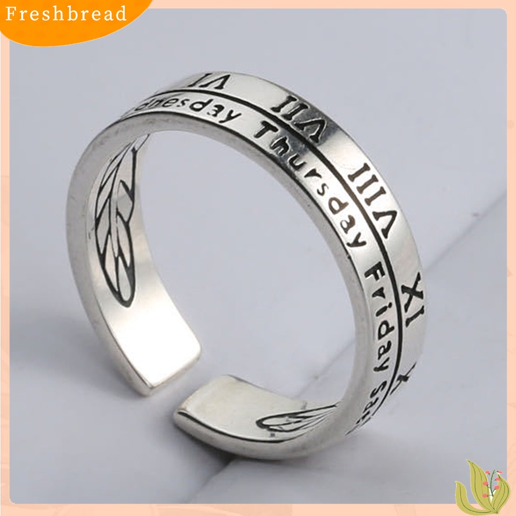 [TERLARIS]Retro Adjustable Roman Numerals Engraving Opening Ring Wedding Band Party Jewelry