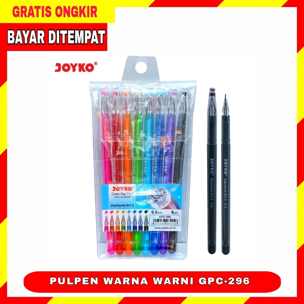

Color Gel Pen Joyko Pulpen Warna 8 pcs GPC 296 Set