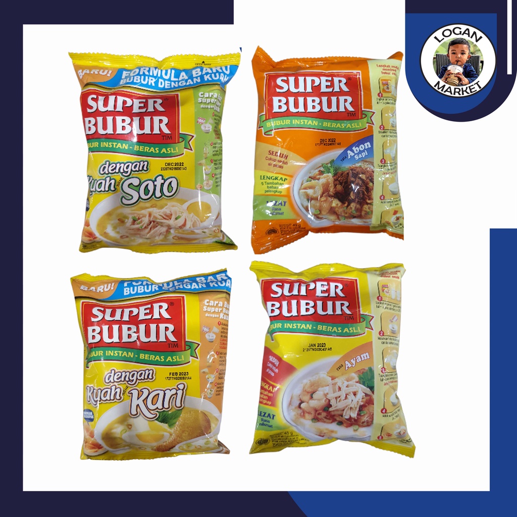 Super Bubur Single 45gram 45 gram Ayam Abon Sapi Kuah Kari Kuah Soto