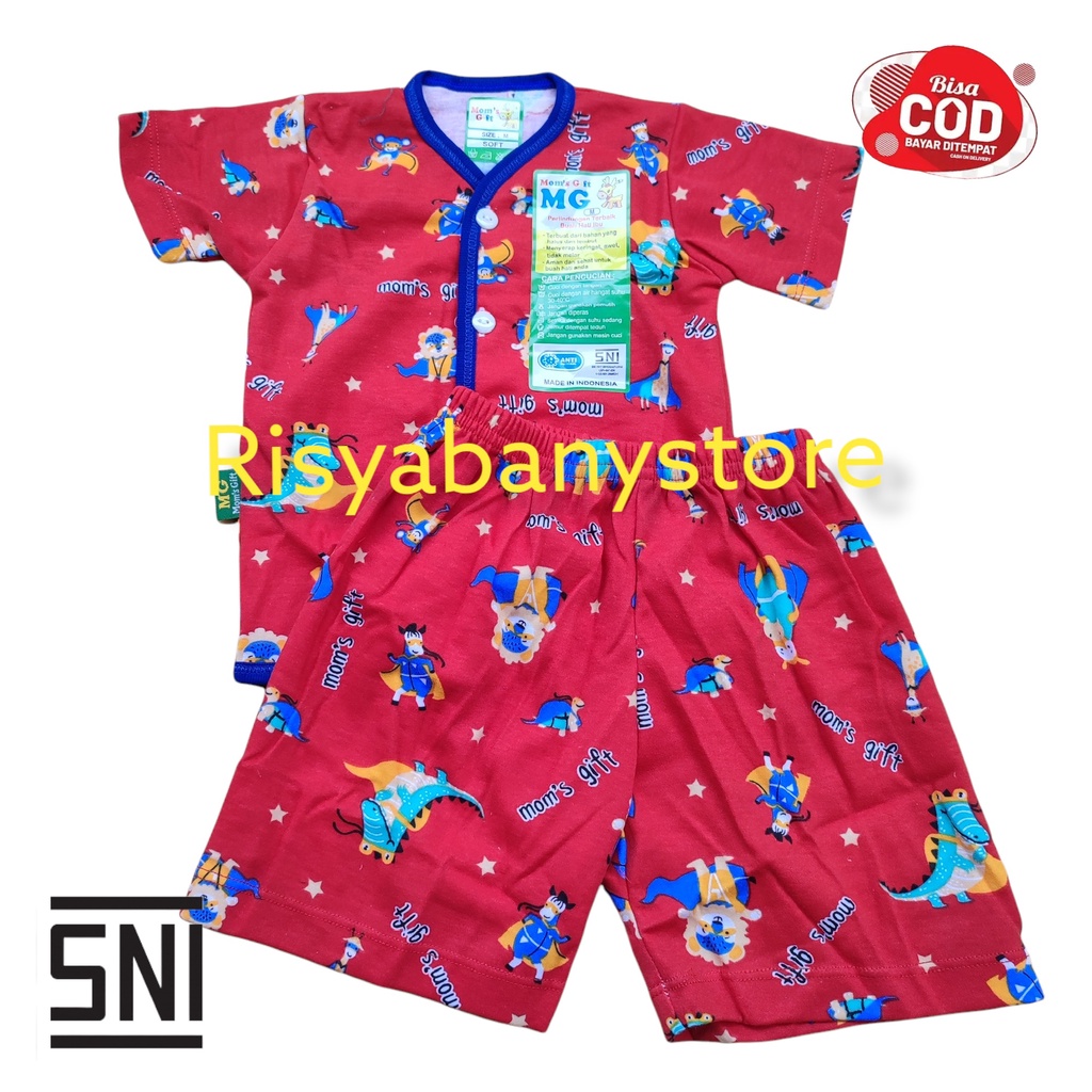 Setelan Anak lengan pendek kancing depan/ piyama anak lengan pendek motif animal / setelan anak bayi S.m.L.xl motif dasar warna