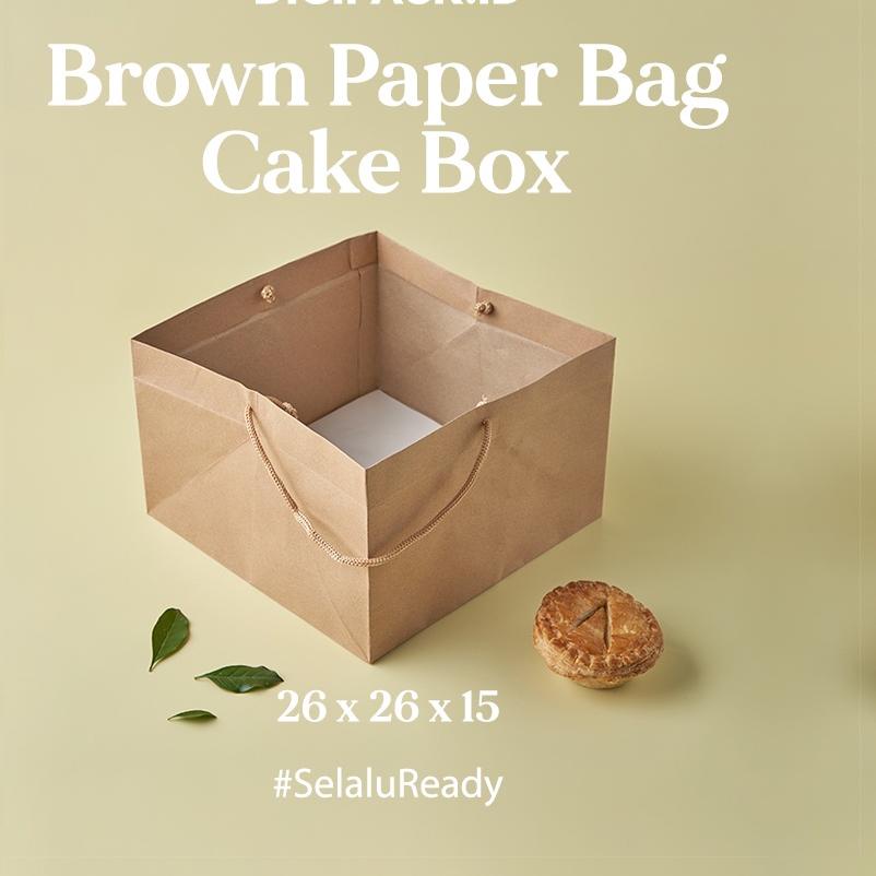 

➷ [Digipack] Brown Paper Bag Cake Box 26 x 26 x 15 | Kantong Kertas ❀
