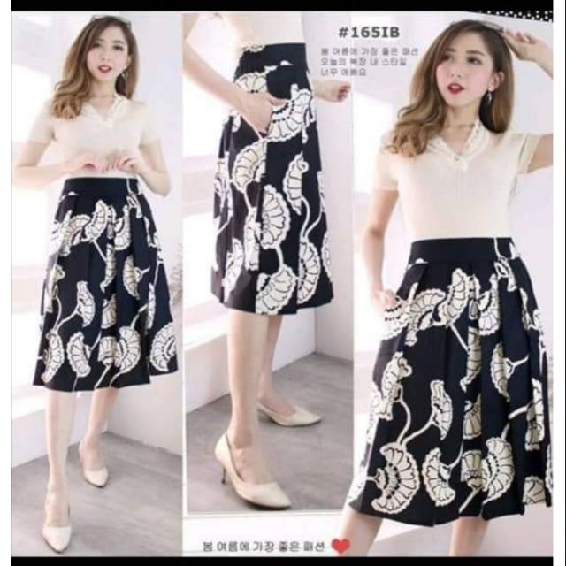 BATIK ROK 7/8 MOTIF DAUN KIPAS FASHION