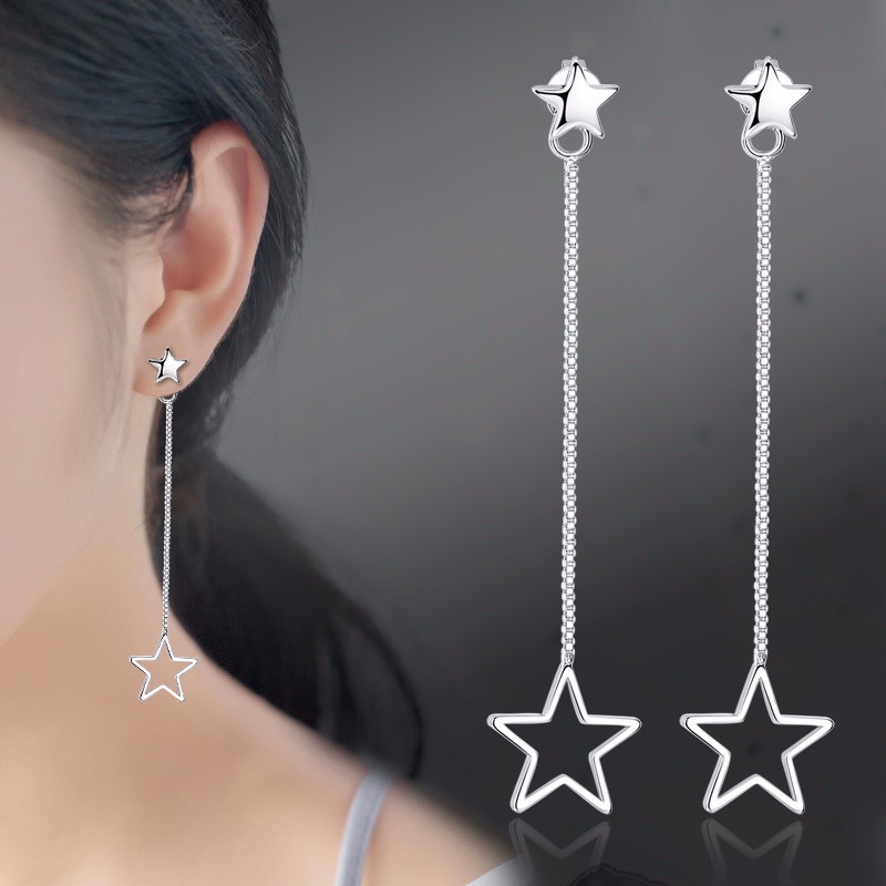 Anting Perak 925 Wanita Bintang Ganda Perhiasan Fashion