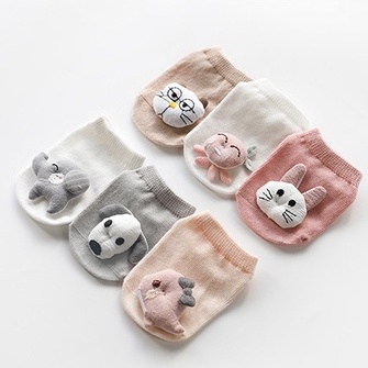 Kaos kaki boneka binatang 3D untuk 0-9 bulan