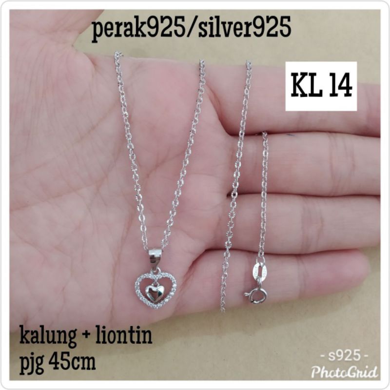 KALUNG+LIONTIN LOVE PUTIH KL 14 PERAK 925 #FOS