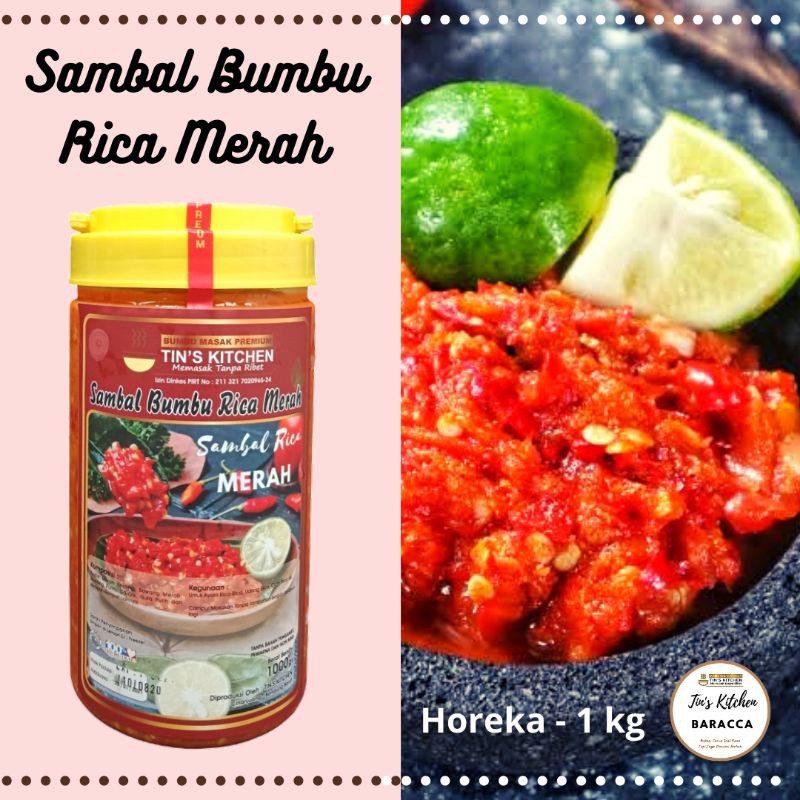 

Sambal Bumbu Rica Merah 1kg Tins Kitchen dari Cabe Segar dan Asli - Kemasan Horeka