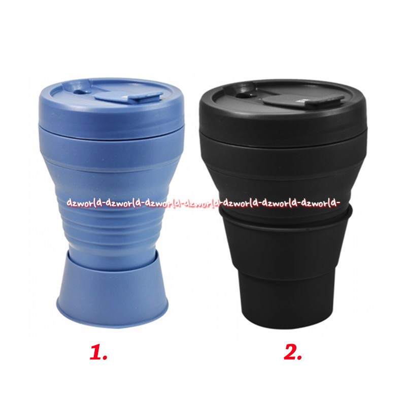 Ataru Mug Glass Portable Foadable Gelas Tempat Minuman Tutup Bisa Dilipat Travelling Travel Attaru