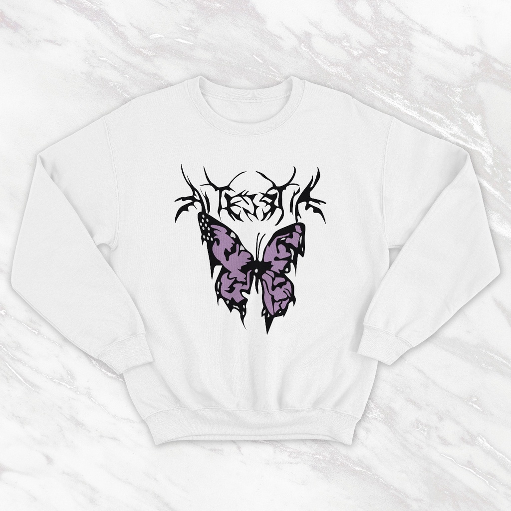 HOODIE CASUAL UNISEX AESTHETIC ART BUTTERFLY FLEECE TEBAL MURAH TERBARU'