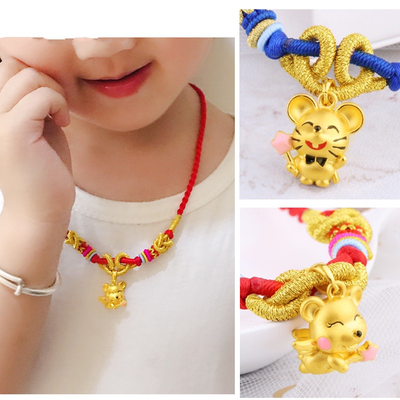 [Ready Stock]Fashion Gold Plated Cartoon Mouse Pendant Gold Necklace