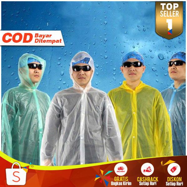 Jas Hujan Plastik PE Portable Raincoat Mantel Jaket Mantol Waterproof