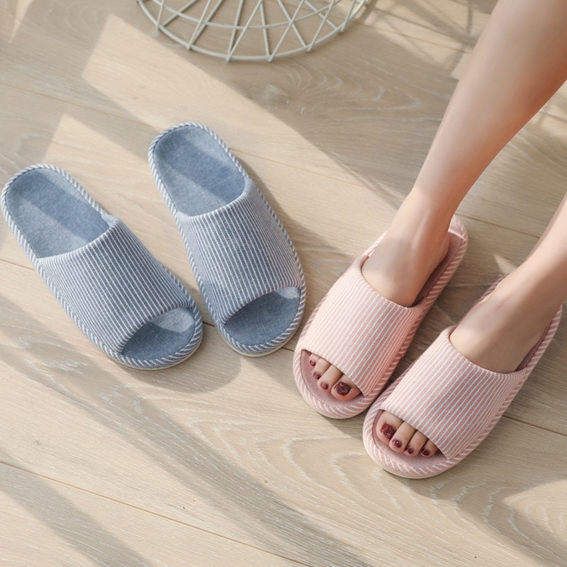 Gaya Jepang Lantai Rumah Tangga Linen Sandal Musim Semi dan Musim Gugur Indoor Non-Slip Tebal Bawah