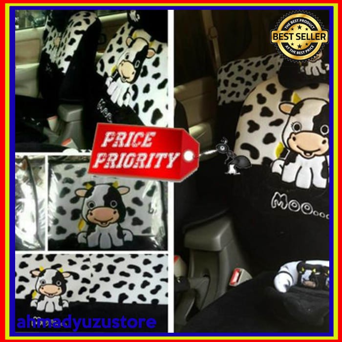 Sarung Jok Mobil Agya Ayla Motif Sapi / Moo karakter lucu lembut