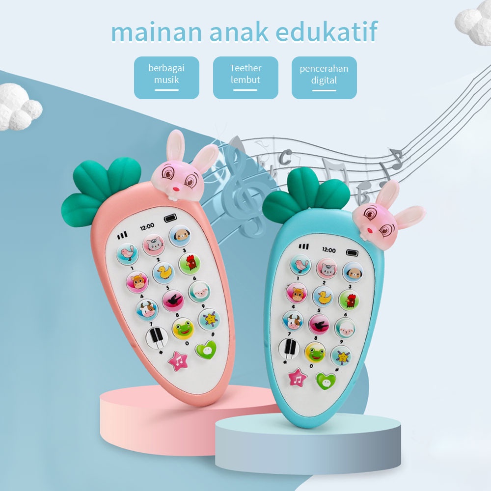 Halobaby Mainan Handphonebayi/Telepon Pendidikan Awal Dengan Lampu Musi