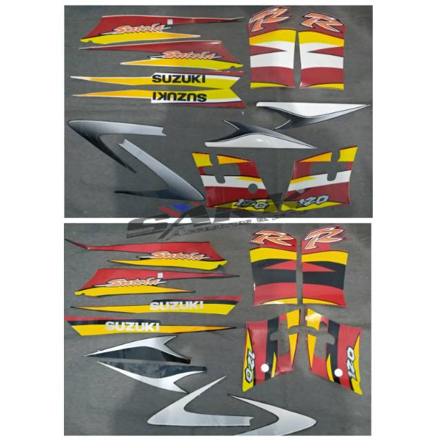 Striping satria hiu lscm merah hitam merah putih bukan stiker ori suzuki