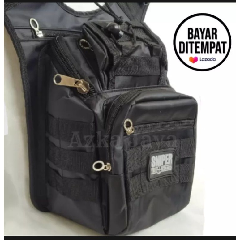 Tas Pria Tactical Military Hitam Polos TAC5501 Tas Selempang Pinggang Paha Militer