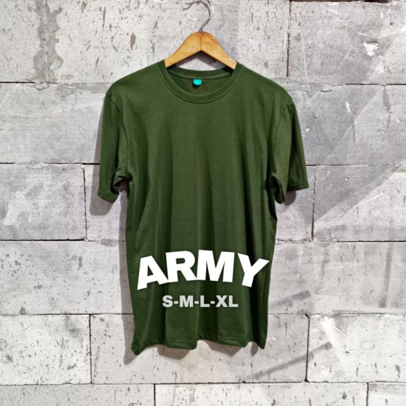  Kaos  Polos Cotton Combed 30s 100 warna army  pria wanita  