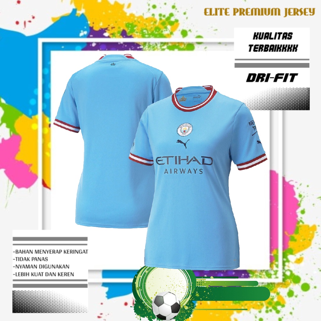 JERSEY BOLA MAN CITY LADIES 2022/2023 GRADE- ORI KUALITAS TERBAIK | BAJU SEPAK BOLA WANITA CITY HOME