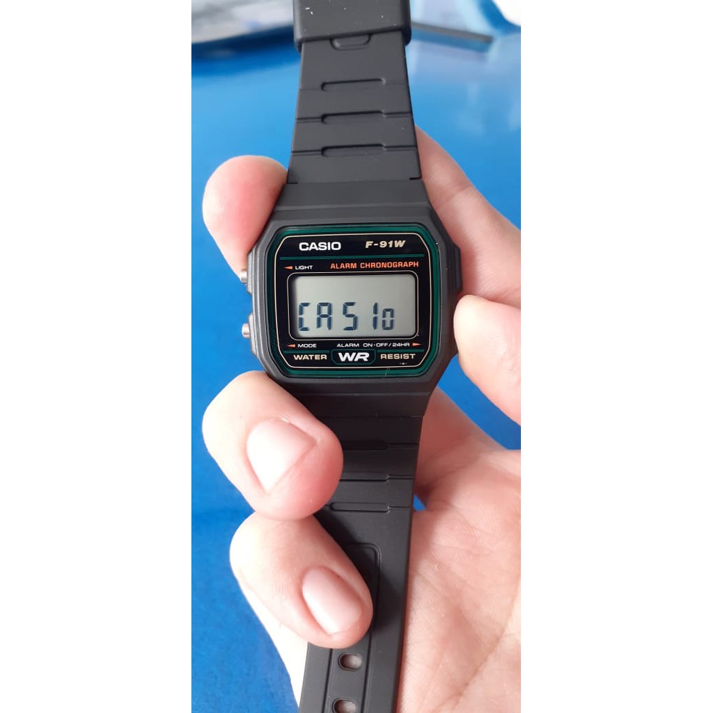 CASIO Original F-91W Series (Unisex - Karet - HItam) Tanpa Kotak Mika)