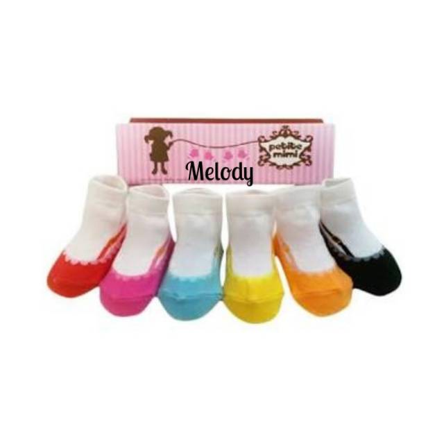 Kaos Kaki Bayi Baby Socks Petite Mimi Box Isi 6pcs 0 3 6 9 12 24 Bulan 1 2 Tahun