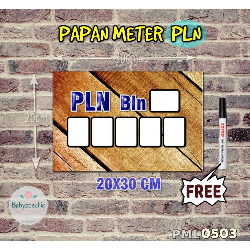 

Zoe Papan Meter Listrik PLN PAM motif Unik - Wooden 03