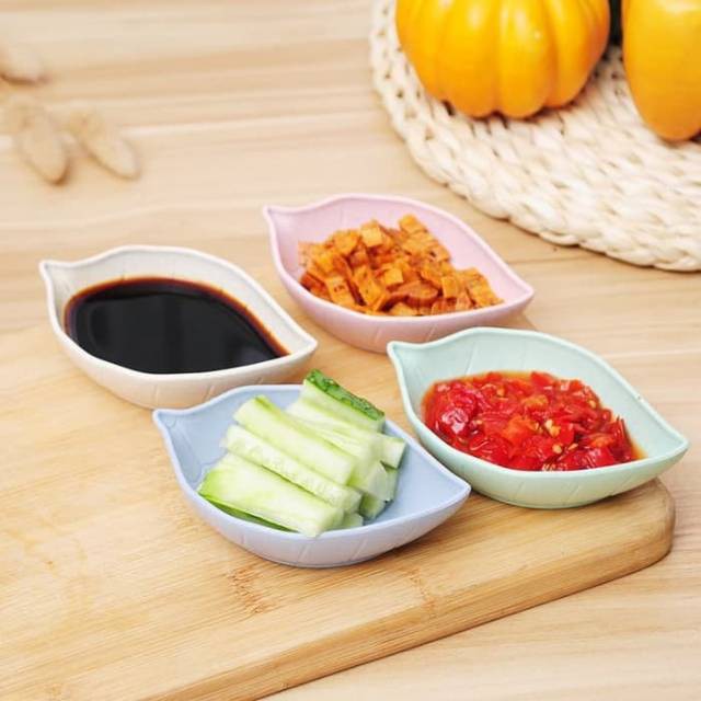 Lepek Mangkuk Tempat Saos Kecap Bahan Jerami Wadah Saus Sambal Bentuk Bunga Sauce Plate